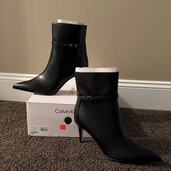 Calvin Klein Shoes - Calvin Klein Women's Sleek Black Heeled Boots size 9 1/2